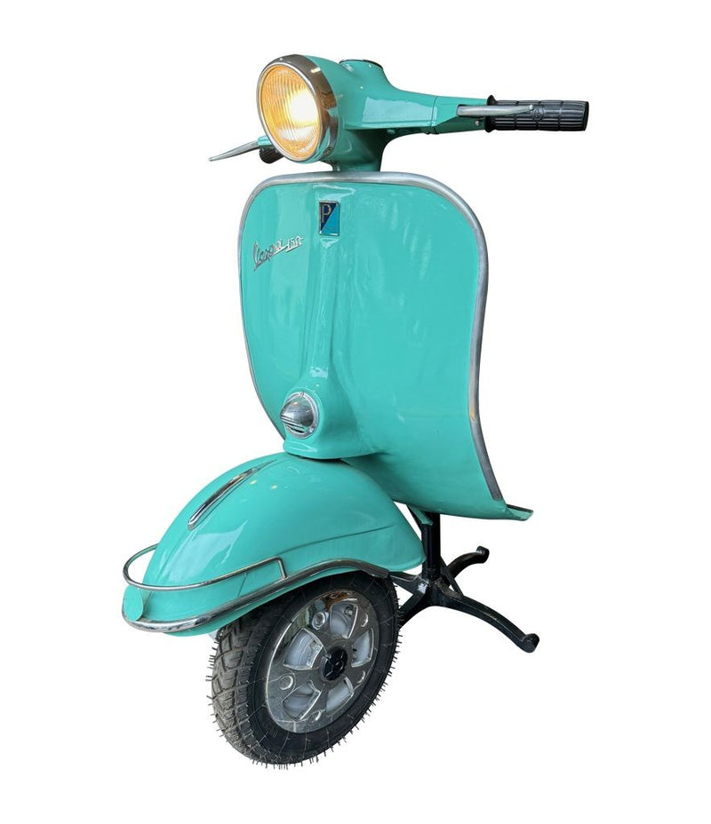 An orignal unique 1960s floor lamp made from the front half a Piaggio Vespa sprint 150