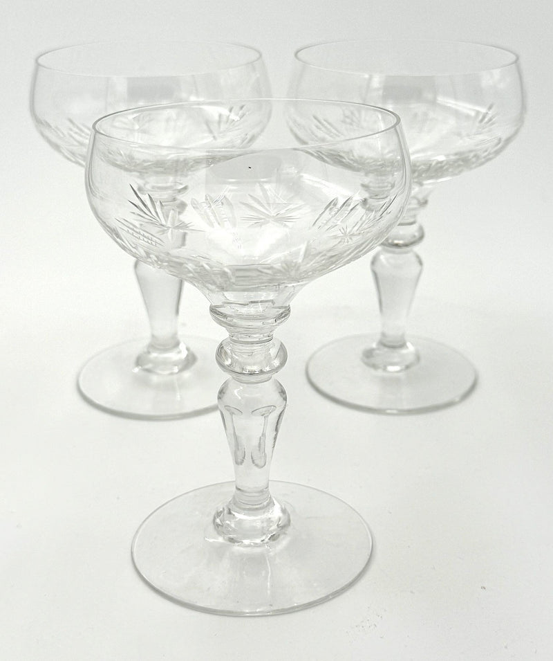 A set of eight 1930s Val St Lambert crystal glasses with etched stars