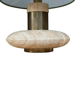 A large 1970s elliptical Italian travertine and brass lamp by Fratelli Mannelli