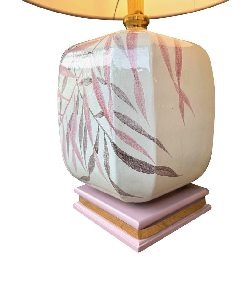 A pair of large 1970s ceramic hand painted lamps by Ugo Zaccanini for Maison Lancel