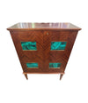 A wonderful 1950s two door bar cabinet by Poalo Buffa with faux malachite panels