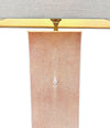 A pair of 1960s pastel pink shagreen lamps with natural linen shades