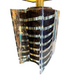 A large Italian 1970s Romeo Rega lucite and brass lamp with chocolate and brass stripes