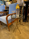 A lovely 1950s Fontana Arte style solid brass tripod martini table with thick glass top