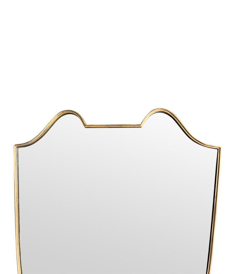 An orignal Italian 1950s shield mirror with orignal mirror plate