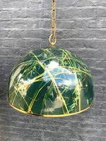 An unusual 1970s green acrylic and brass pendant light by Giovanni Banci for Banci Firenze