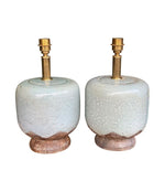 A pair of 1970s chinoiserie style crackle glazed ceramic lamps by Ugo Zaccanini for Maison Lancel