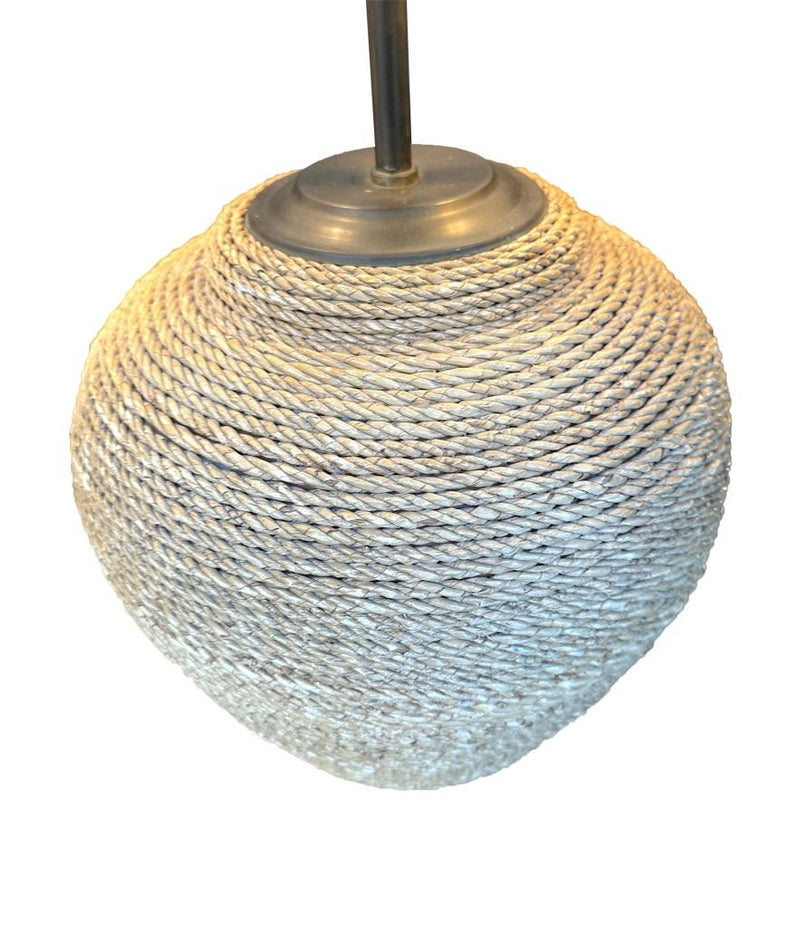 A pair of 1950s large Italian Riviera woven rope lamps with bronze fittings