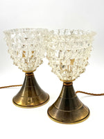 A pair of 1950s Barovier & Toso rostata glass and brass lamps