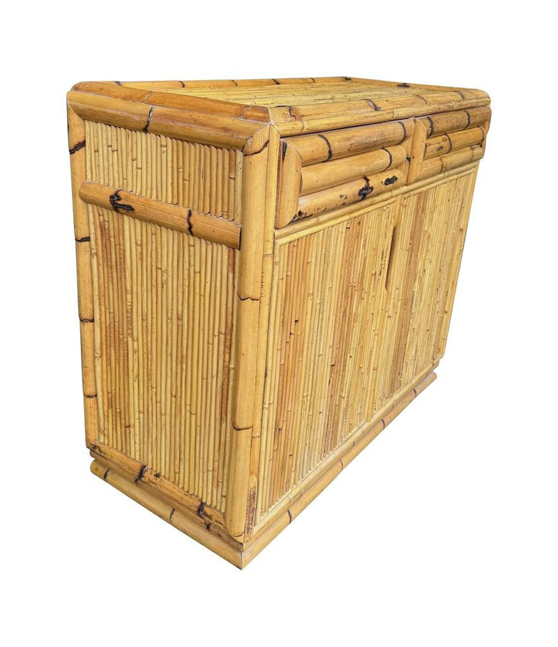 An Italian 1970s two drawers and two doors bamboo chest by Vivai Del Sud