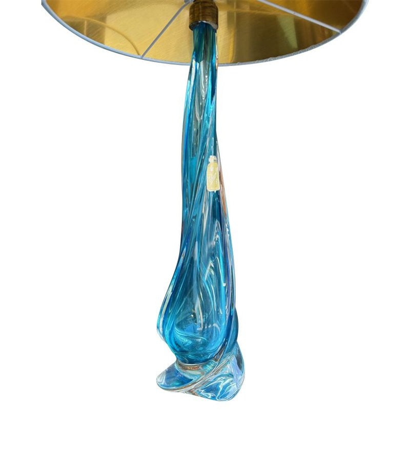 A large Murano turquoise glass lamp by Chambord Et Toso