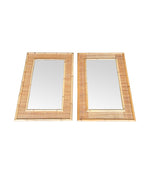 A pair of large Italian 1970s bamboo and woven rattan mirrors by Dal Vera