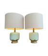 A pair of 1970s chinoiserie style crackle glazed ceramic lamps by Ugo Zaccanini for Maison Lancel