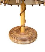 A 1960s bamboo lamp by Louis Sognot with orignal bamboo and linen shade