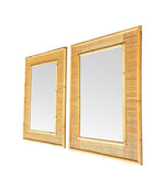 A pair of large Italian 1970s bamboo and woven rattan mirrors by Dal Vera