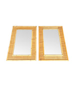 A pair of large Italian 1970s bamboo and woven rattan mirrors by Dal Vera