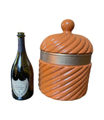 Gigantic Italian 1970s glazed ceramic and brass ice bucket by Tommaso Barbi