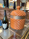 Gigantic Italian 1970s glazed ceramic and brass ice bucket by Tommaso Barbi