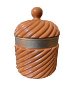 Gigantic Italian 1970s glazed ceramic and brass ice bucket by Tommaso Barbi