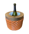 Gigantic Italian 1970s glazed ceramic and brass ice bucket by Tommaso Barbi