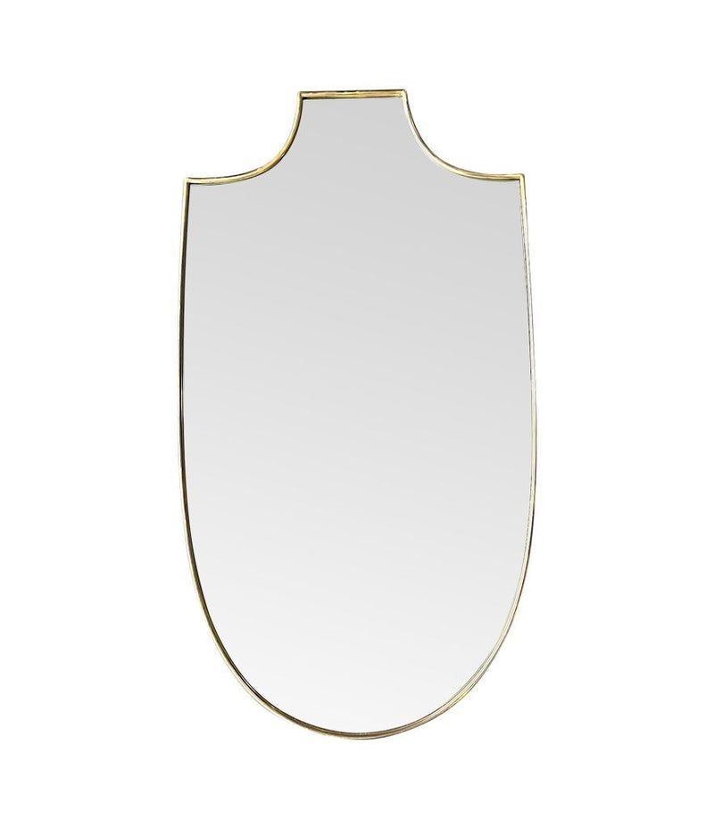 Mid Century Italian brass framed shield mirror 1950s