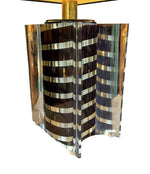 Large mid century table lamp Romeo Rega made of lucite and brass with chocolate and brass stripes - 1970s - 1970s table lamps