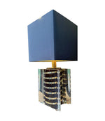 Large mid century table lamp Romeo Rega made of lucite and brass with chocolate and brass stripes - 1970s - 1970s table lamps