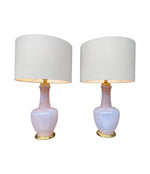 Mid Century table lamps lavender opaline Murano glass by Cenedese - 1960s - Italian