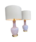 Mid Century table lamps lavender opaline Murano glass by Cenedese - 1960s - Italian