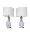 Mid Century table lamps lavender opaline Murano glass by Cenedese - 1960s - Italian