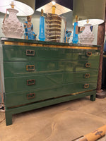 Mid century chest of drawers green lacquered by Guy Lefevre for Maison Jansen - 1970s - French