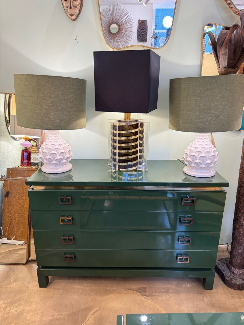 Mid century chest of drawers green lacquered by Guy Lefevre for Maison Jansen - 1970s - French - Mid Century Furniture London