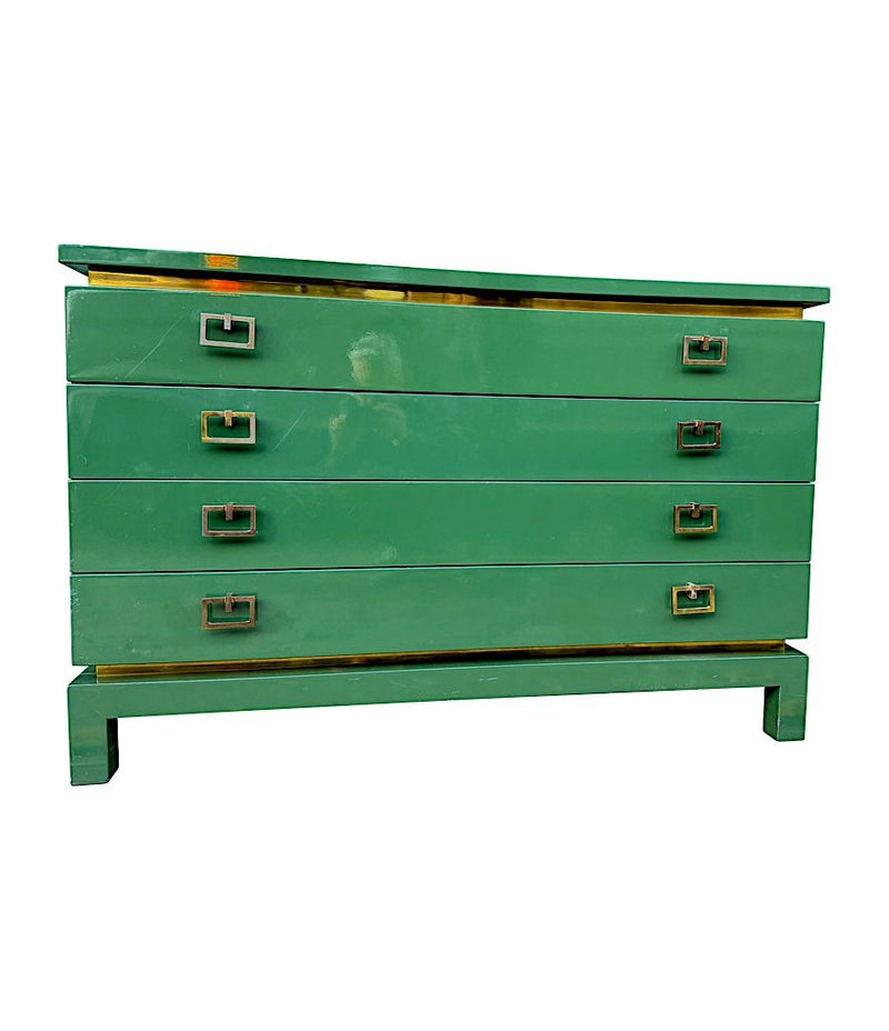 Mid century chest of drawers green lacquered by Guy Lefevre for Maison Jansen - 1970s - French - Mid Century Furniture London