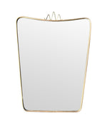 Mid century Italian brass shield mirror in the style of Gio Ponti