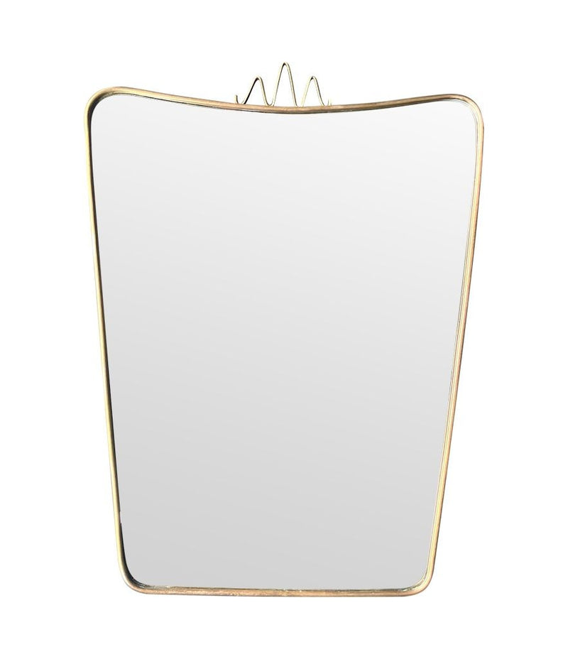 Mid century Italian brass shield mirror in the style of Gio Ponti