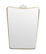 Mid century Italian brass shield mirror in the style of Gio Ponti