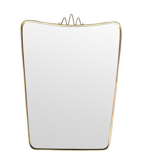 Mid century Italian brass shield mirror in the style of Gio Ponti