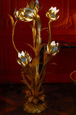 Mid century floor lamp - gilt metal flower design with seven lights in flowers - Italian - 1960s