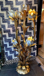 Mid century floor lamp - gilt metal flower design with seven lights in flowers - Italian - 1960s