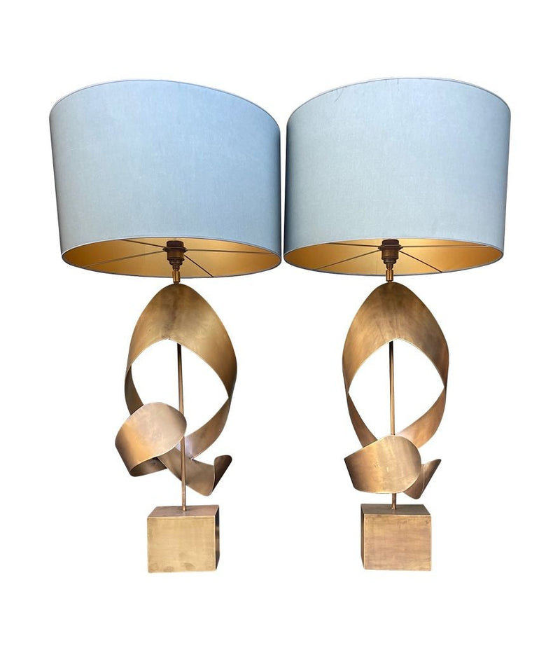 Mid Century Italian sculptural brass table lamps - 1970s