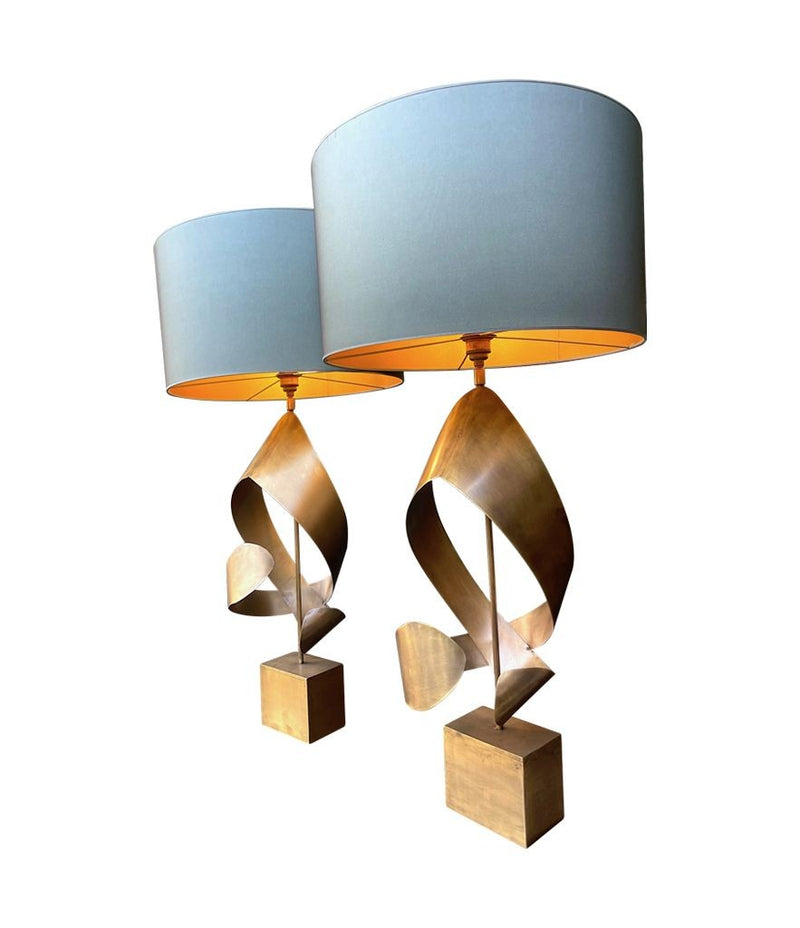 Mid Century Italian sculptural brass table lamps - 1970s