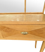 Mid century dressing table with mirror in satin wood - Italian - 1940s