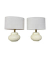 Mid Century Table lamps by Tommaso Barbi - cream ceramic and brass - 1970s