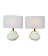 Mid Century Table lamps by Tommaso Barbi - cream ceramic and brass - 1970s