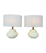 Mid Century Table lamps by Tommaso Barbi - cream ceramic and brass - 1970s