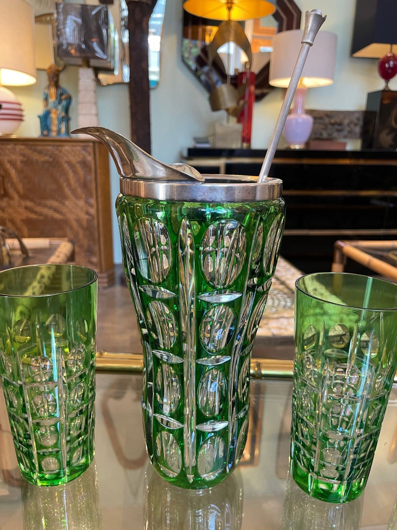 Mid Century cocktail set - wilhelm wolff - green crystal