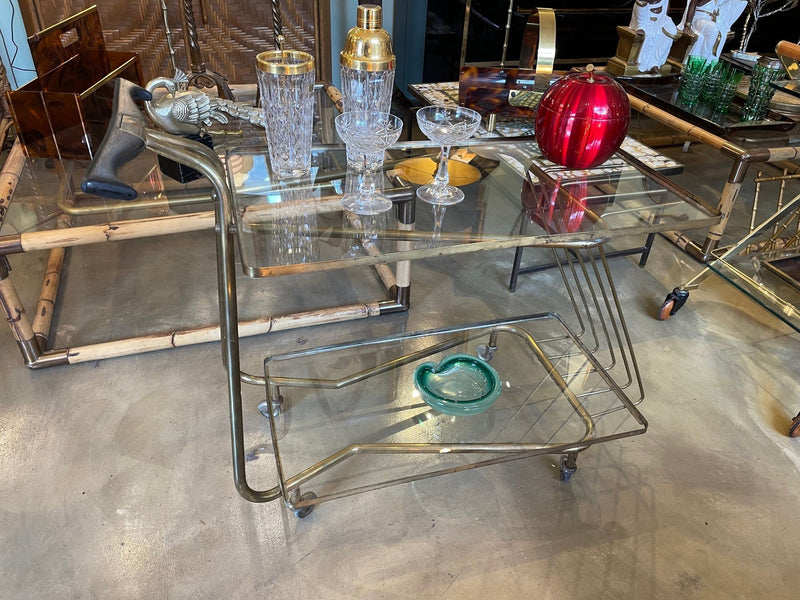 Mid Century Italian brass bar trolley 1950s