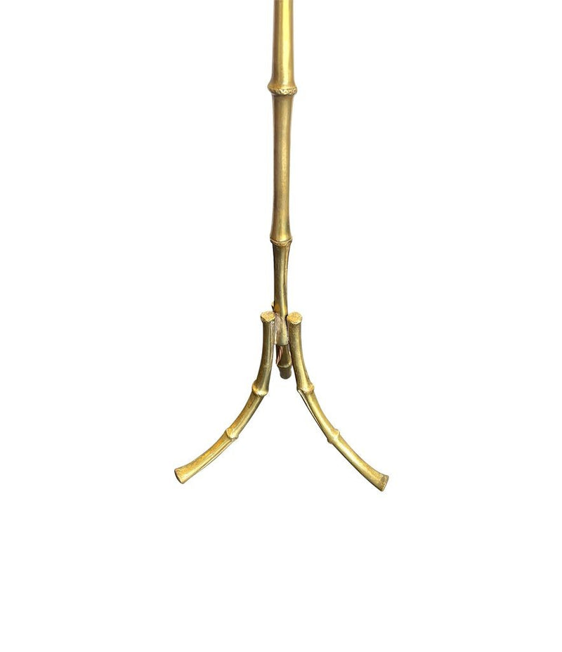 Brass Faux Bamboo Floor Lamp. Mid Century Hollywood Glamour Brass