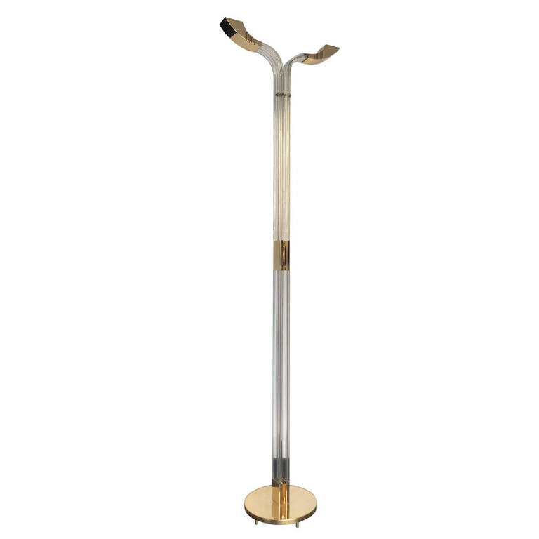 ART DECO STYLE LUCITE AND GILT METAL FLOOR LAMP