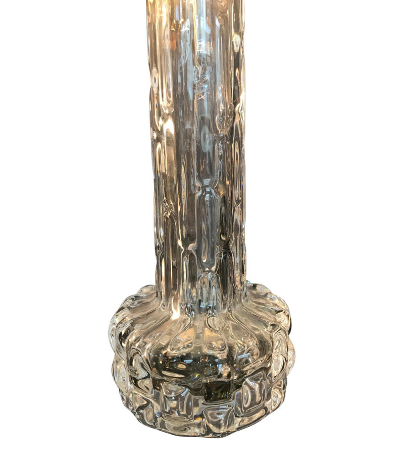 PAIR OF SWEDISH GLASS LAMPS BY ORREFORS WITH NICKEL FITTINGS